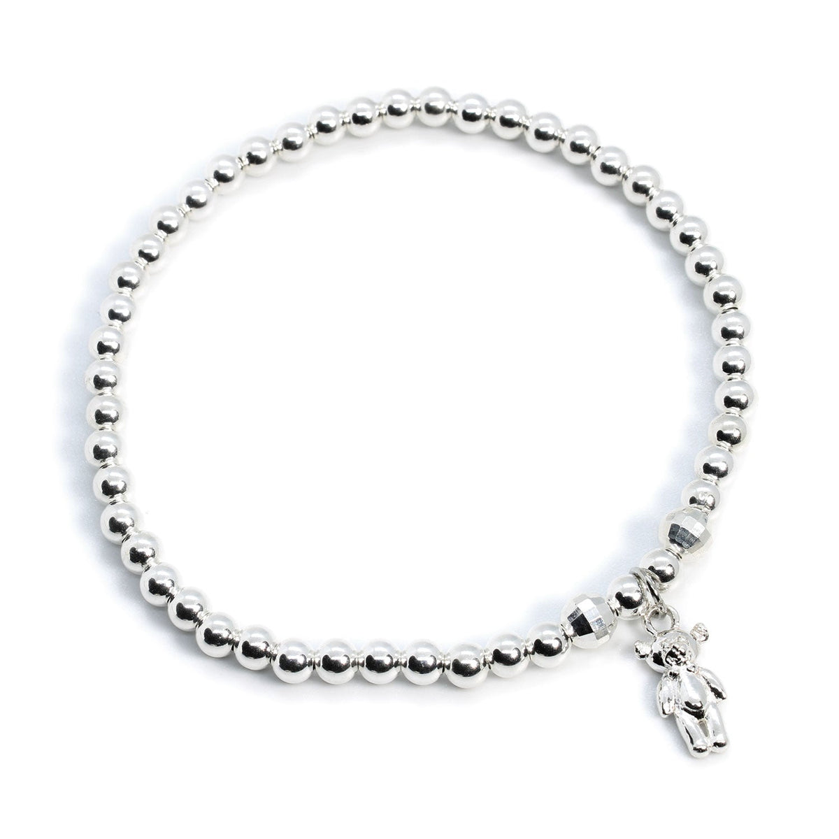 Teddy bear Charm Sterling Silver Stacking Bracelet