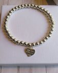 ‘Live the Life you Love’ engraved heart charm Stacking bracelet