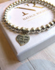 ‘Live the Life you Love’ engraved heart charm Stacking bracelet