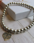 ‘Live the Life you Love’ engraved heart charm Stacking bracelet