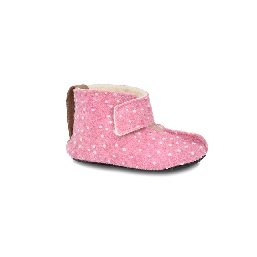 Children's Felt Slippers with Wool Lining & Velcro Strap