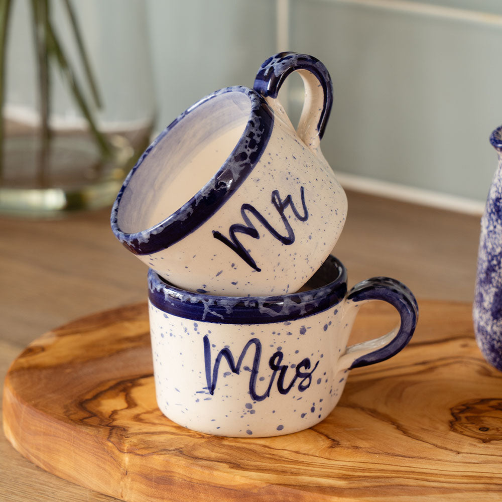 Mr &amp; Mrs 2 Ceramic Espresso Cups