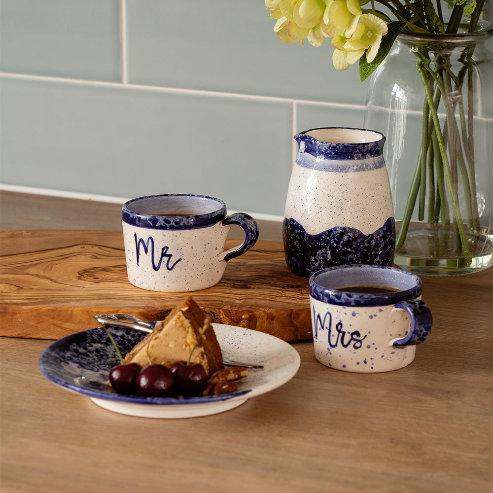 Mr &amp; Mrs 2 Ceramic Espresso Cups