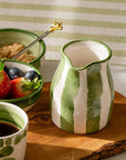 Green Stripe Small Ceramic Jug