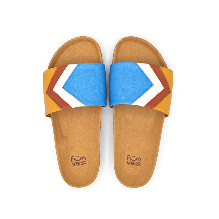 Premium vegan sandals SKY in azure blue, white, terracotta, mustard - PETA certified, fair trade, eco-friendly by Fünve at brixbailey.com