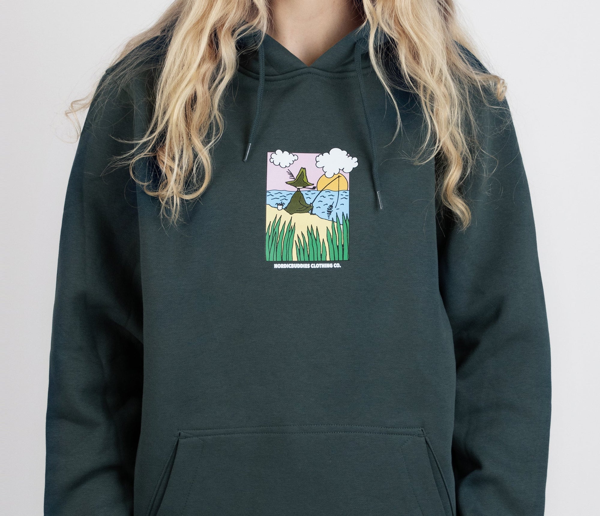Snufkin Fishing Hoodie Unisex in Dark Green