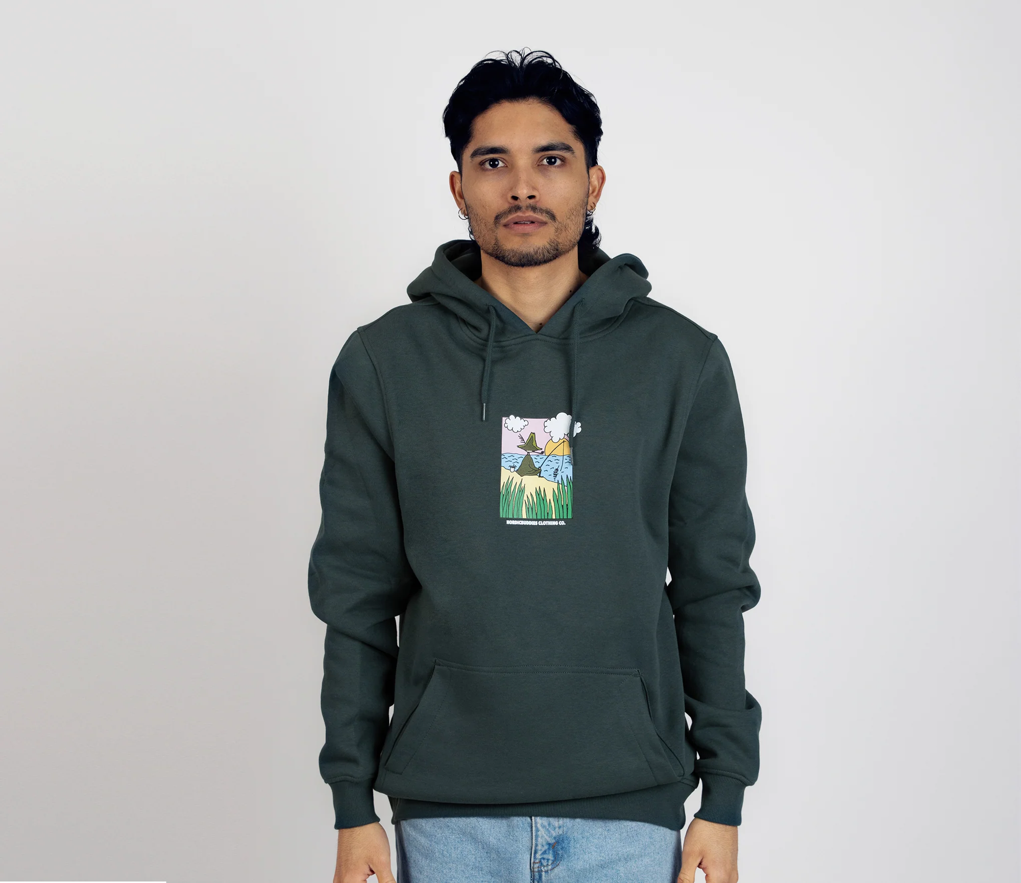 Snufkin Fishing Hoodie Unisex in Dark Green