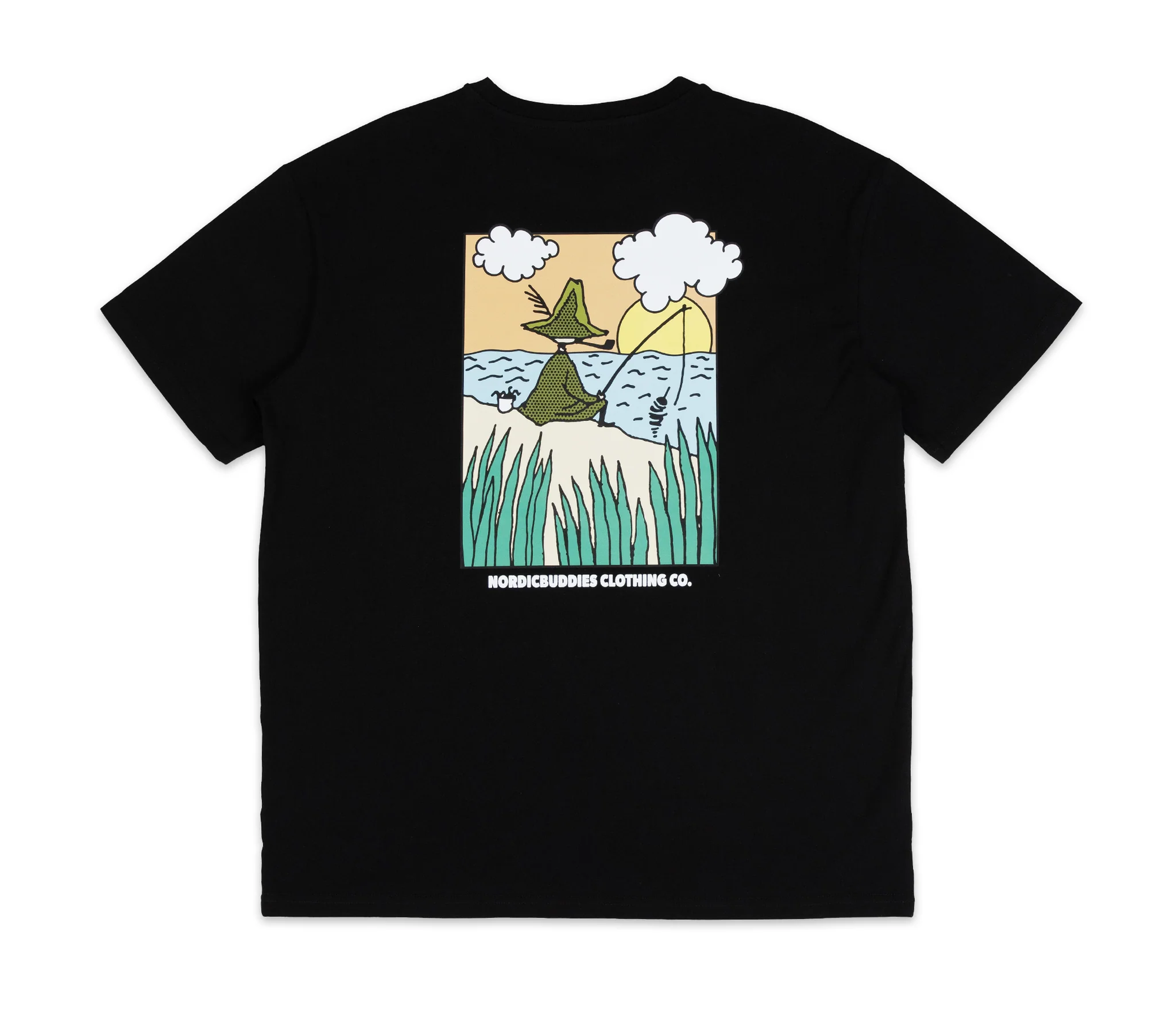 Snufkin Unisex Black Fishing T Shirt