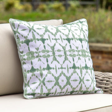 Premium Alyssa sage green and cream indoor outdoor cushion with piping, hand-dyed, includes feather pad by Ella James at brixbailey.com