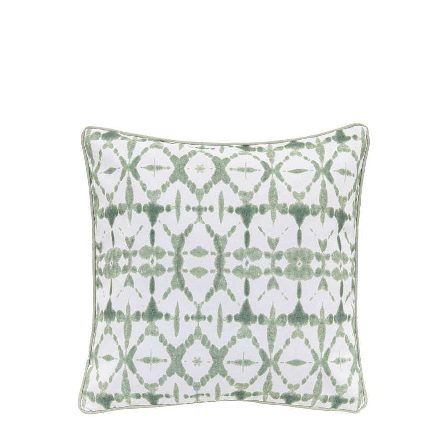 Premium indoor outdoor Alyssa sage green and cream cushion, hand-dyed with piping, feather pad included by Ella James at brixbailey.com