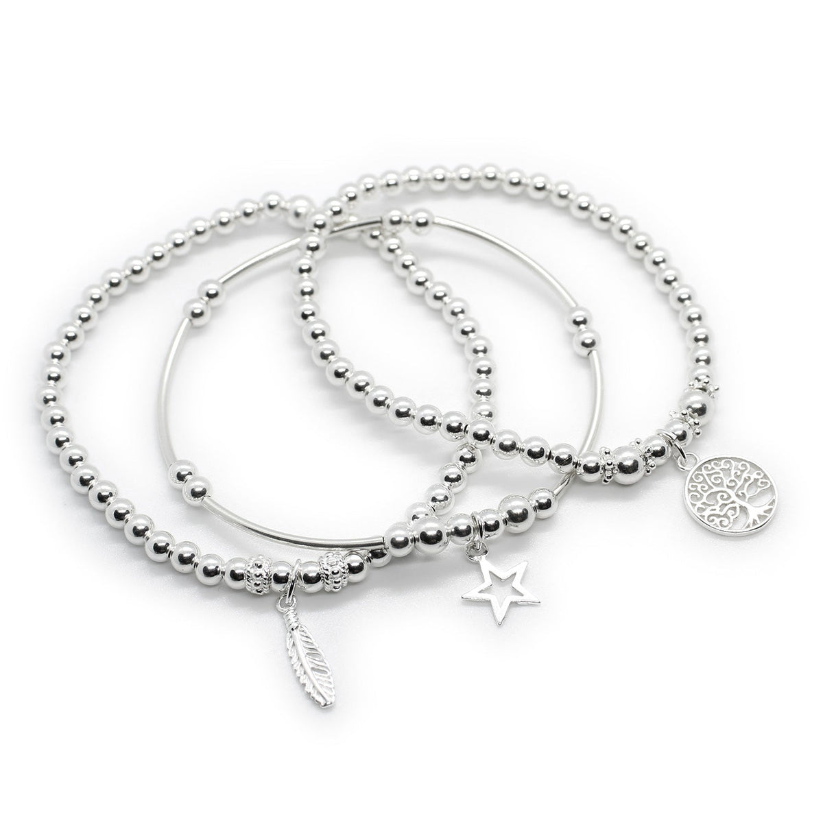 Sterling Silver Life Bracelet Stack