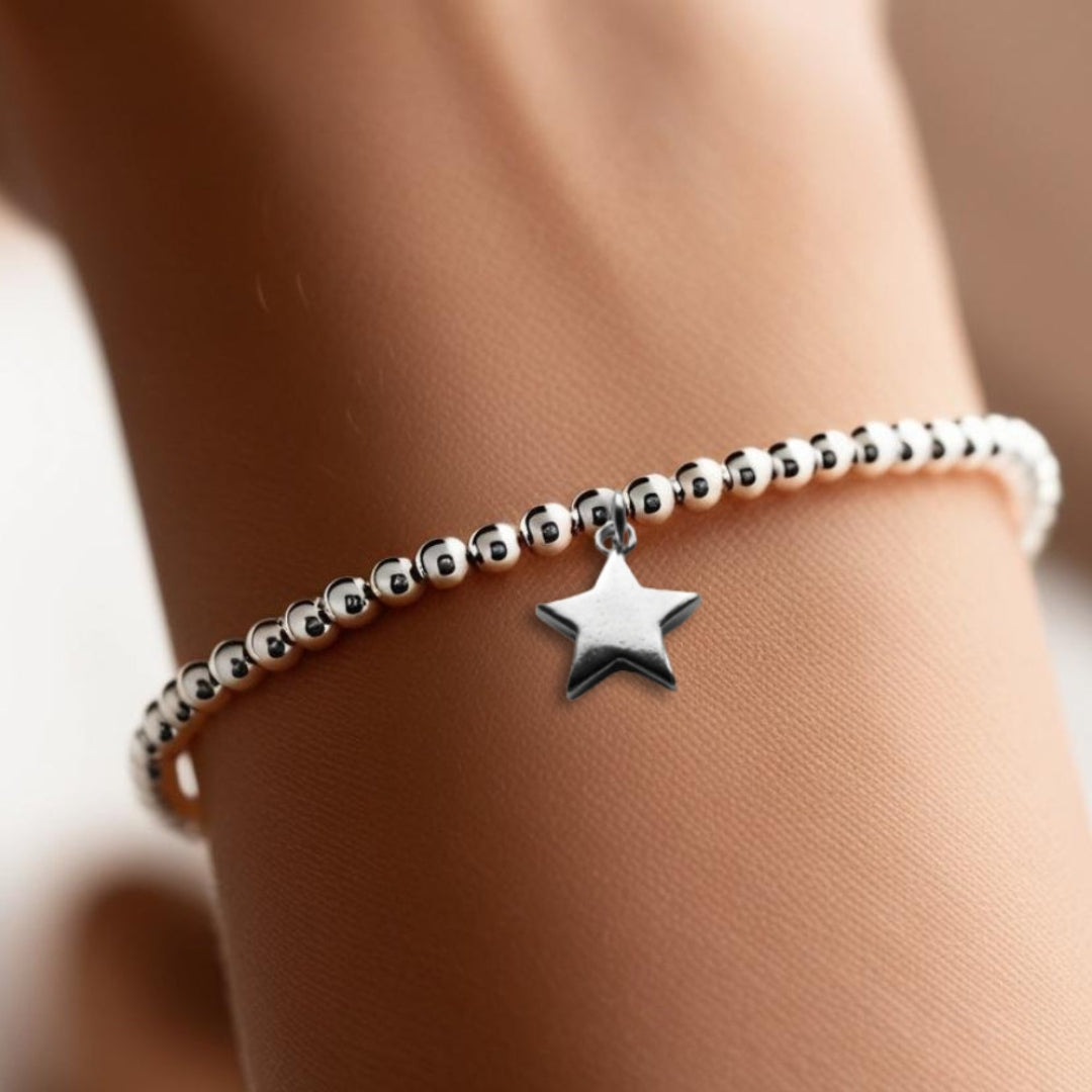 Christmas Star Gift Box, Silver Star Bracelet &amp; Chocolate Hearts