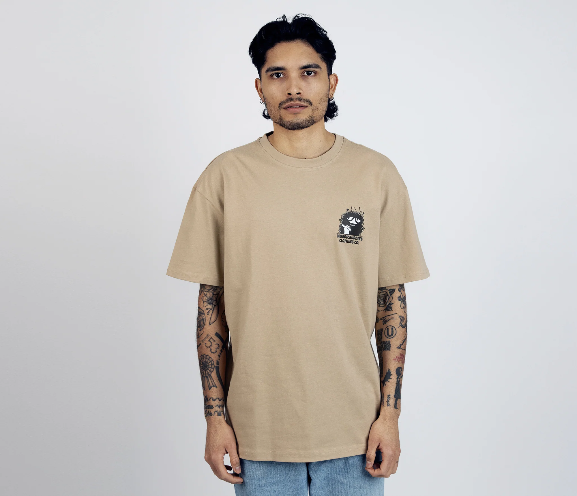 Stinky Plotting Cotton T Shirt in Beige