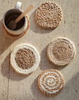 Natural Coaster Gift Set with Heart pouch