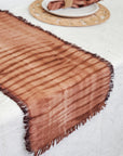 Tie Dye Cotton Table Runner - Brown-2