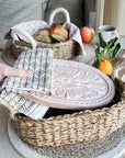 Bread Warmer & Basket Gift Set with Tea Towel - Flower