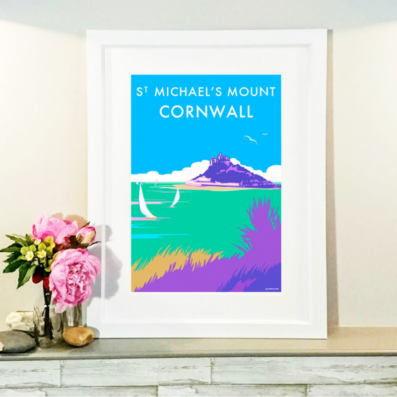 St Michaels Mount Vintage Seaside Print