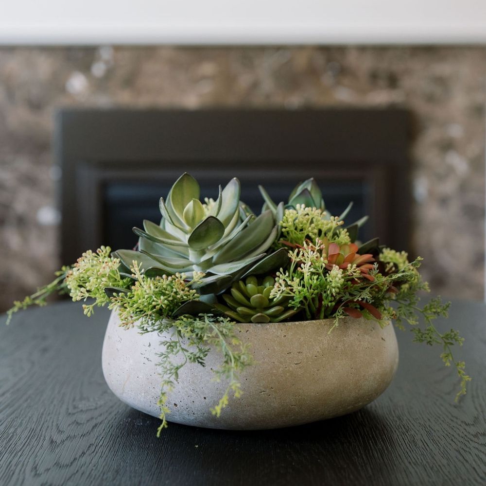 Artificial Succulent Arrangement In Natural Planter