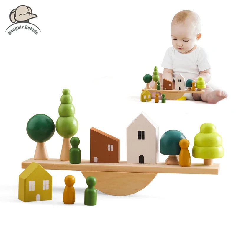 Montessori Wooden Toy Stacking&amp;Threading for children multivariant-0