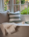 Riviera Striped Linen Cushion - Sage
