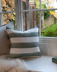 Riviera Striped Linen Cushion - Sage
