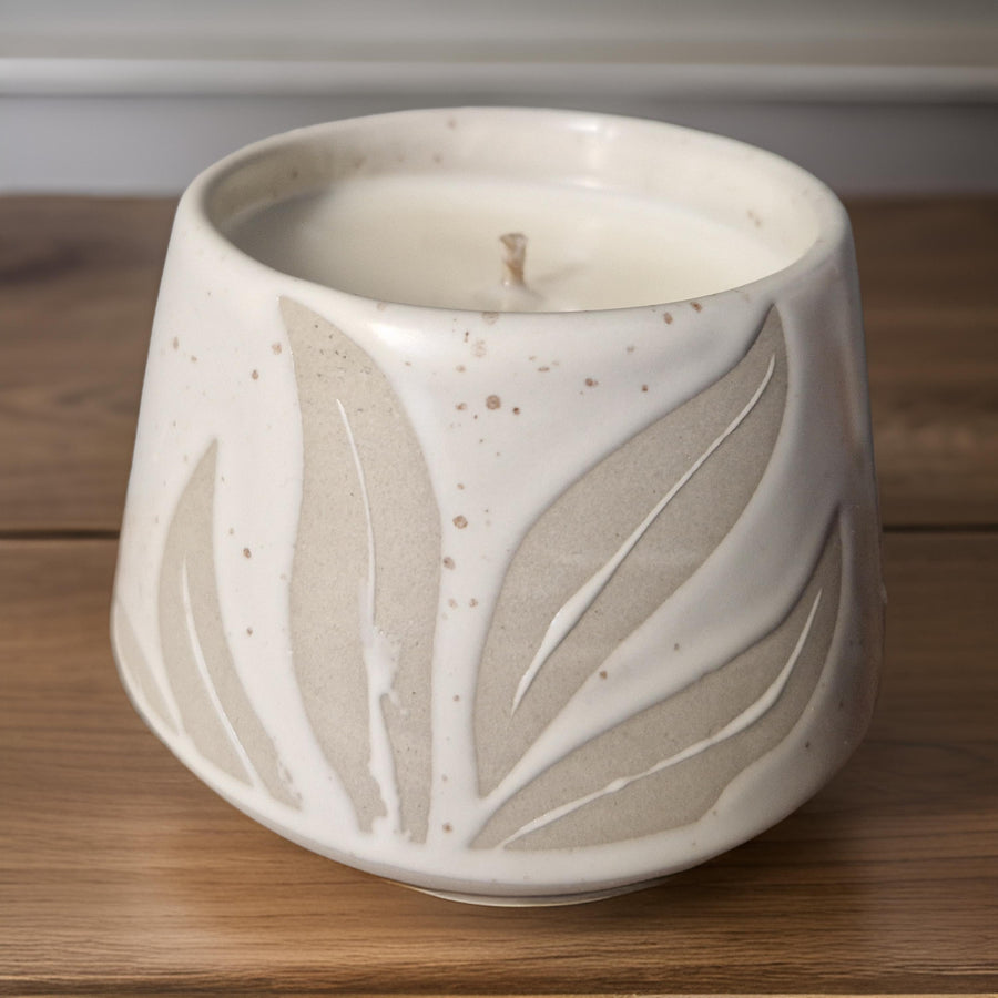 Luxury minimalist ceramic plant pot with Hesperantha flower detail, stylish home decor for succulents or candles by Ralph's Orchard at brixbailey.com