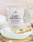 Happy Birthday Luxury Himalayan Bath Salts with Lavender, Jojoba Essential Oils with Lavender Seeds