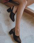 Savage Leather Slingback Heels
