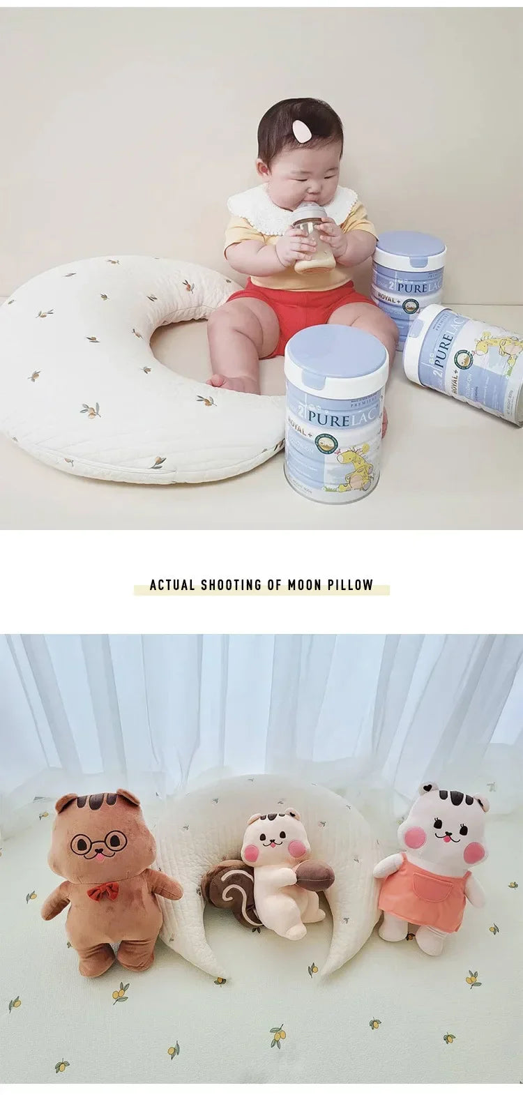Cresent Shaped Baby Nursing, Nursery Decor Soft Cotton Pillow