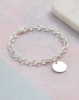 Personalised Round Tag Silver Charm Bracelet