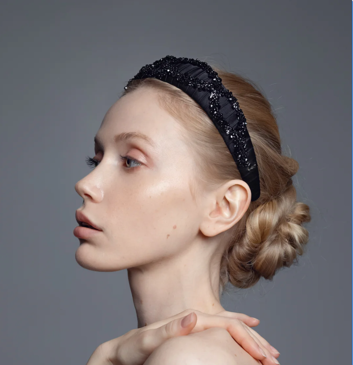 Hestia Mulberry Silk Headband – Hand-Beaded &amp; Lightweight by Eva Oherjus at www.brixbailey.com