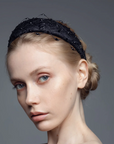 Charlize Headband with Swarovski Crystals & Honeycomb Veil by Eva Oherjus at www.brixbailey.com