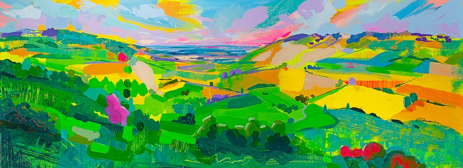 Premium limited edition Box Valley 4 panoramic giclee print, signed artist collectible, Hahnemühle cotton rag paper, luxury gallery artwork by Michael Sutherland Art at brixbailey.com