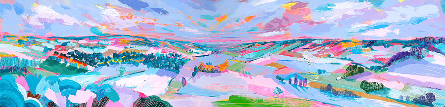 Limited edition Bybrook Winter panoramic giclée print, signed artist collectible, premium gallery quality, luxury Hahnemühle cotton paper, 35x100cm by Michael Sutherland Art at brixbailey.com