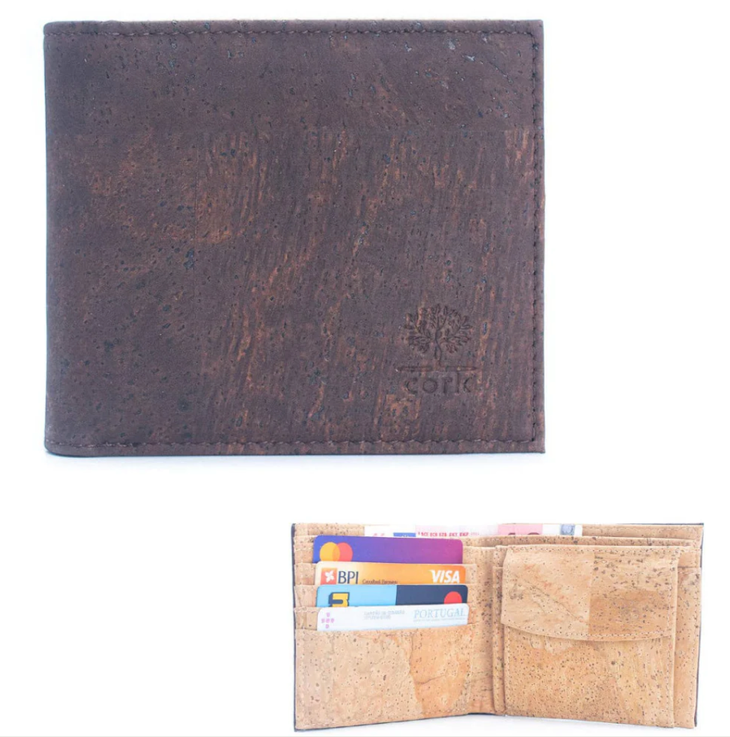 Two-tone Cork Wallet- Dark Brown