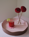 Allegra Round Wiggle Tray in Pink and Brown