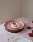Allegra Round Wiggle Tray in Pink and Brown