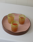 Allegra Round Wiggle Tray in Pink and Brown