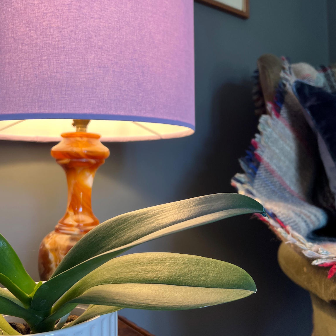 Lilac Cotton Lampshade | Extra Tall Cylinder Ceiling Light Shade | Bespoke Handmade UK