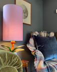 Lilac Cotton Lampshade | Extra Tall Cylinder Ceiling Light Shade | Bespoke Handmade UK