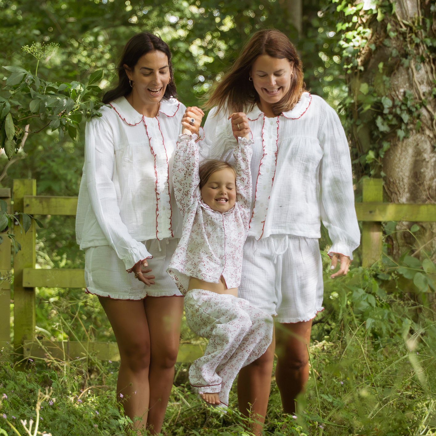Red Ruffle Short Muslin Pyjamas