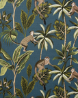 Jungle monkey cotton cone lampshade, in teal, extra tall lampshade