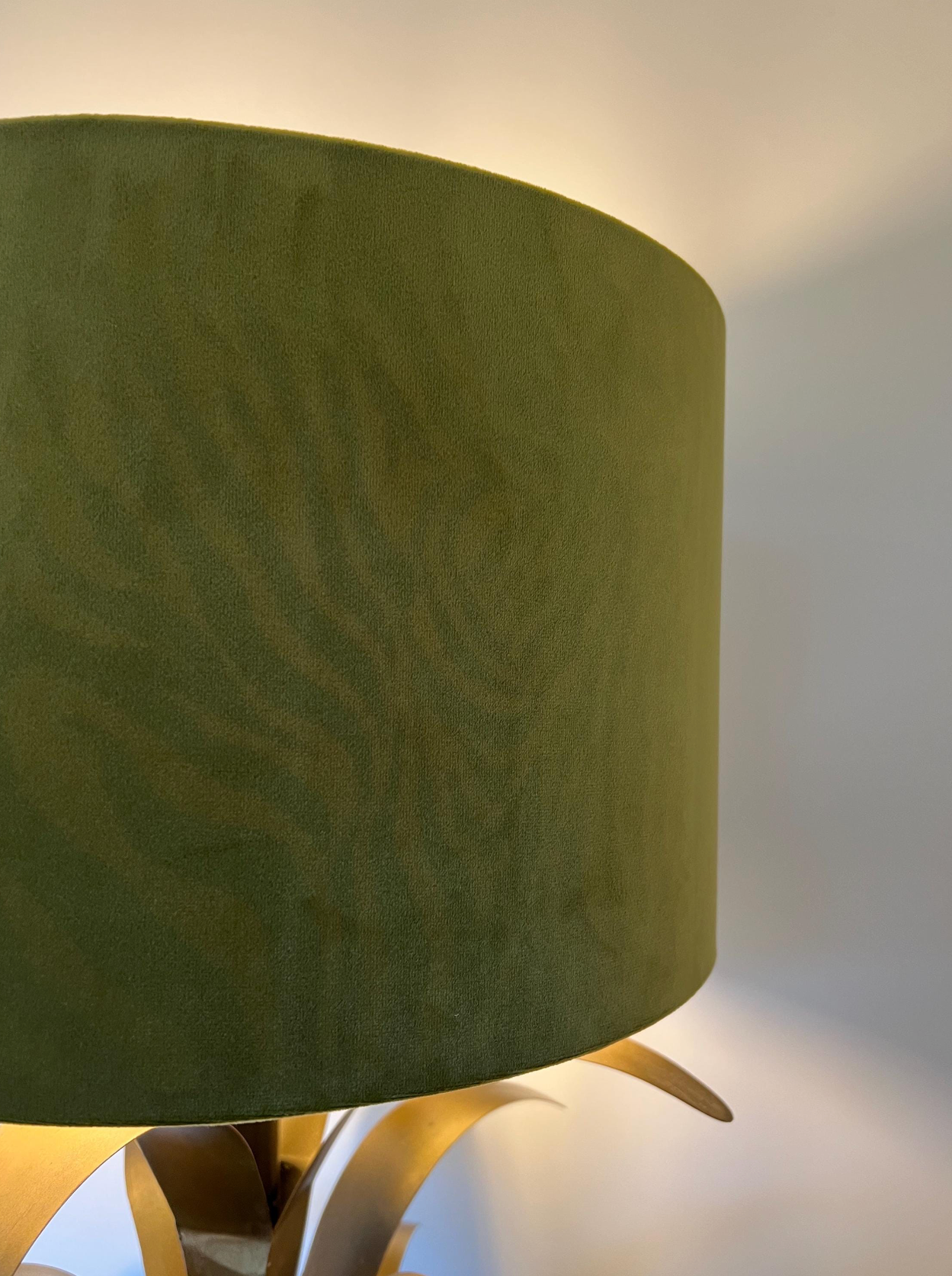 Olive Green Velvet &amp; Zebra Cotton Double Sided Drum Lampshade | Handmade Ceiling Light Shade | Bespoke UK