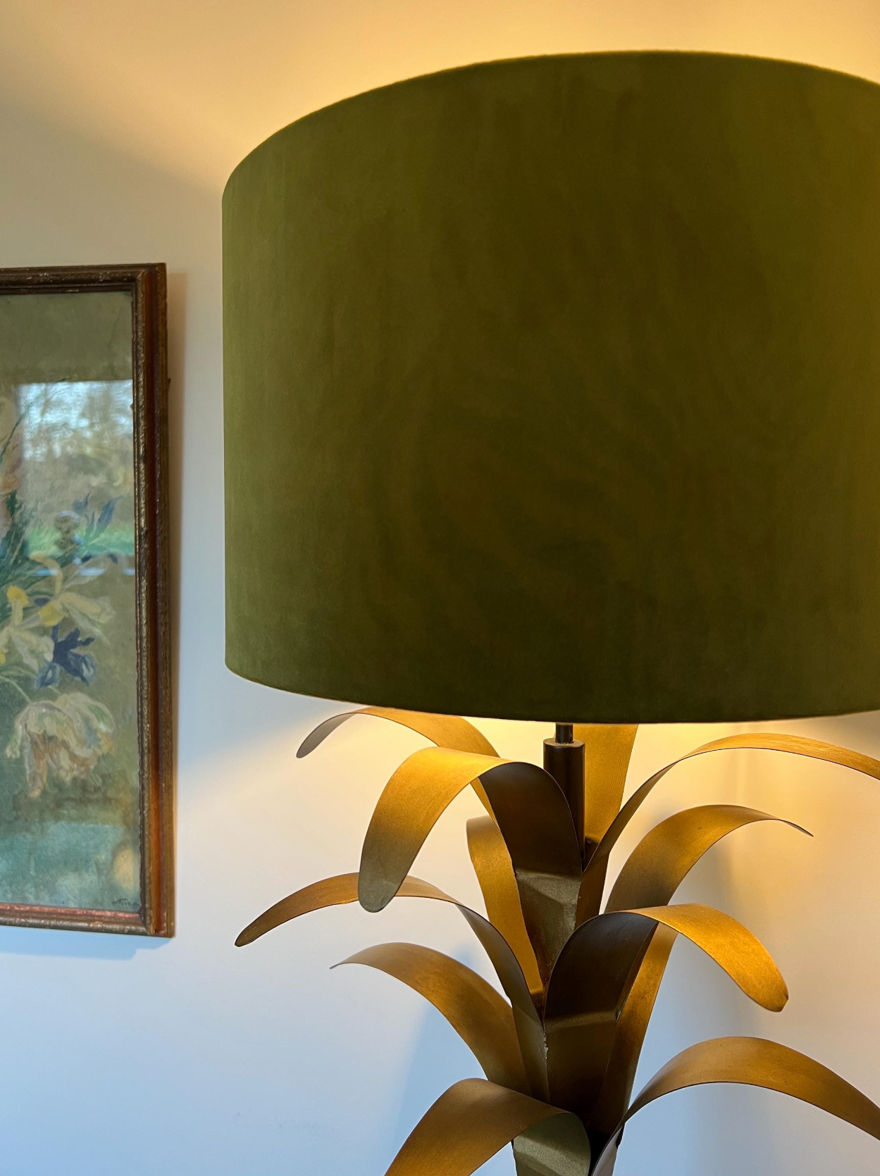 Olive Green Velvet &amp; Zebra Cotton Double Sided Drum Lampshade | Handmade Ceiling Light Shade | Bespoke UK