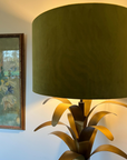 Olive Green Velvet & Zebra Cotton Double Sided Drum Lampshade | Handmade Ceiling Light Shade | Bespoke UK