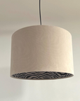 Cream Velvet & Zebra Cotton Double Sided Drum Lampshade | Handmade Ceiling Light Shade | Bespoke UK