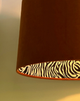 Burnt Orange Velvet & Zebra Cotton Double Sided Drum Lampshade | Handmade Ceiling Light Shade | Bespoke UK