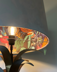 Cream velvet drum lampshade/ ceiling light shade with wonderland paper interior