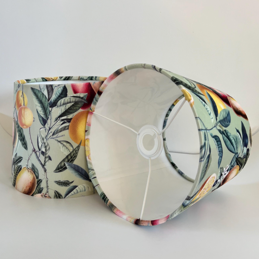 Summer Fruit Velvet Lampshade | French Drum Ceiling Light Shade | Bespoke Handmade Empire Lampshade