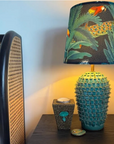 Black Jungle Velvet Lampshade | French Drum Ceiling Light Shade | Bespoke Handmade Empire Lampshade
